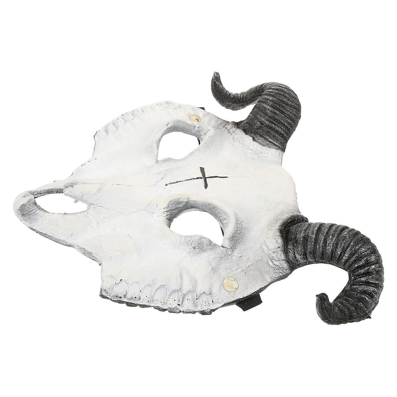 3D Skull Sheep Mask for Masquerade Ball Use 1Pcs White Lightweight PU Mask