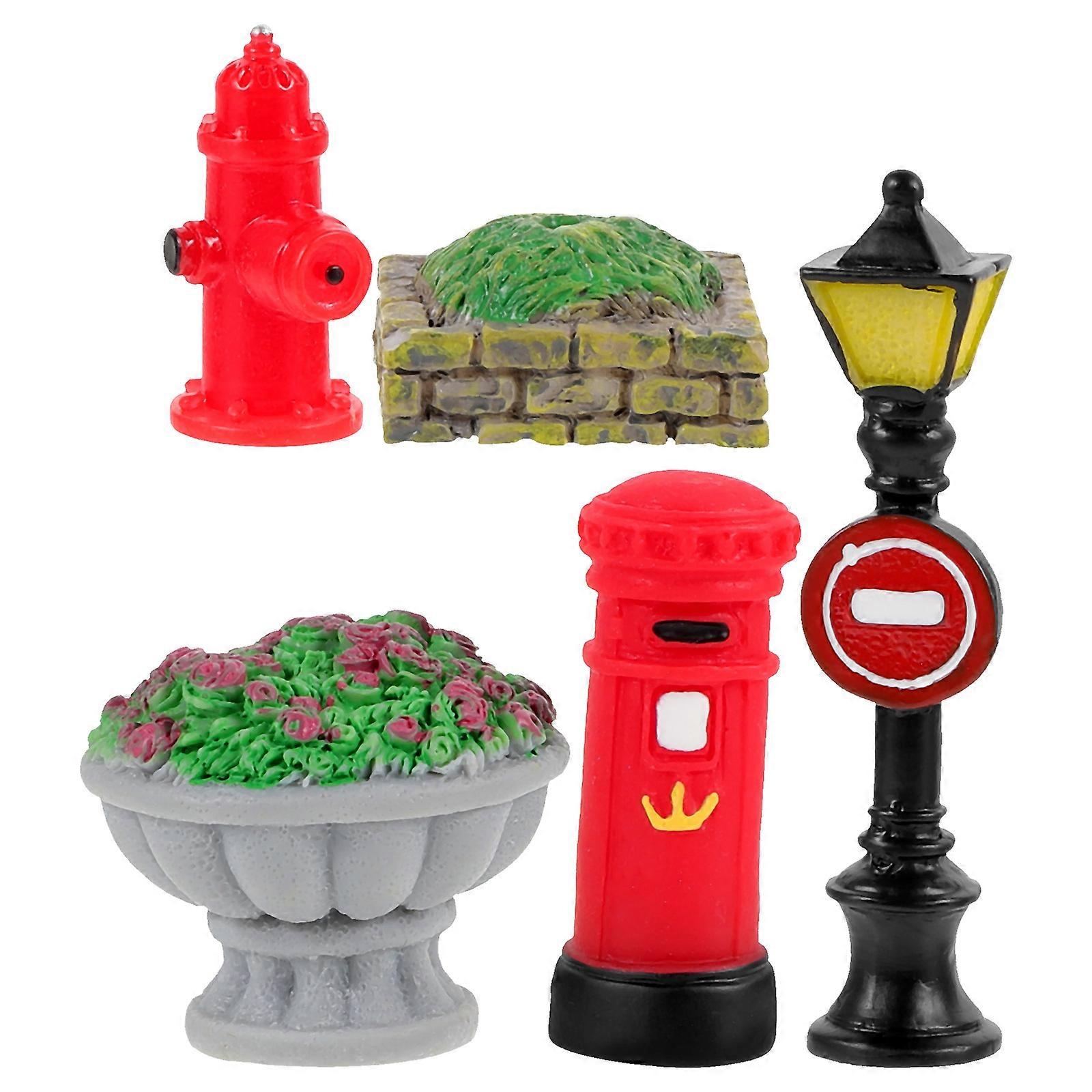 Miniature Flower Bed Resin DIY Tiny House Decor 5Sets Miniature Figurines