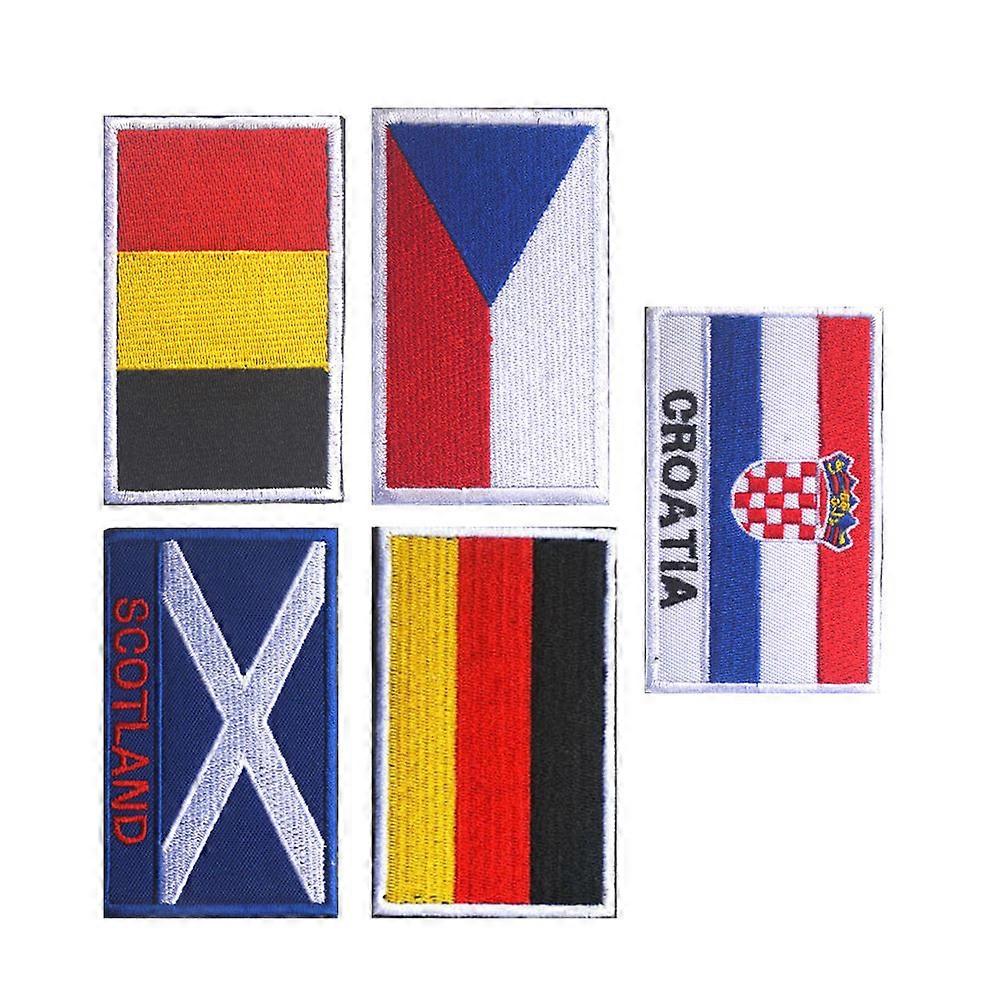 Sports Cloth Patch 5Pcs Natinal Flags Embroidery for Decorative Use