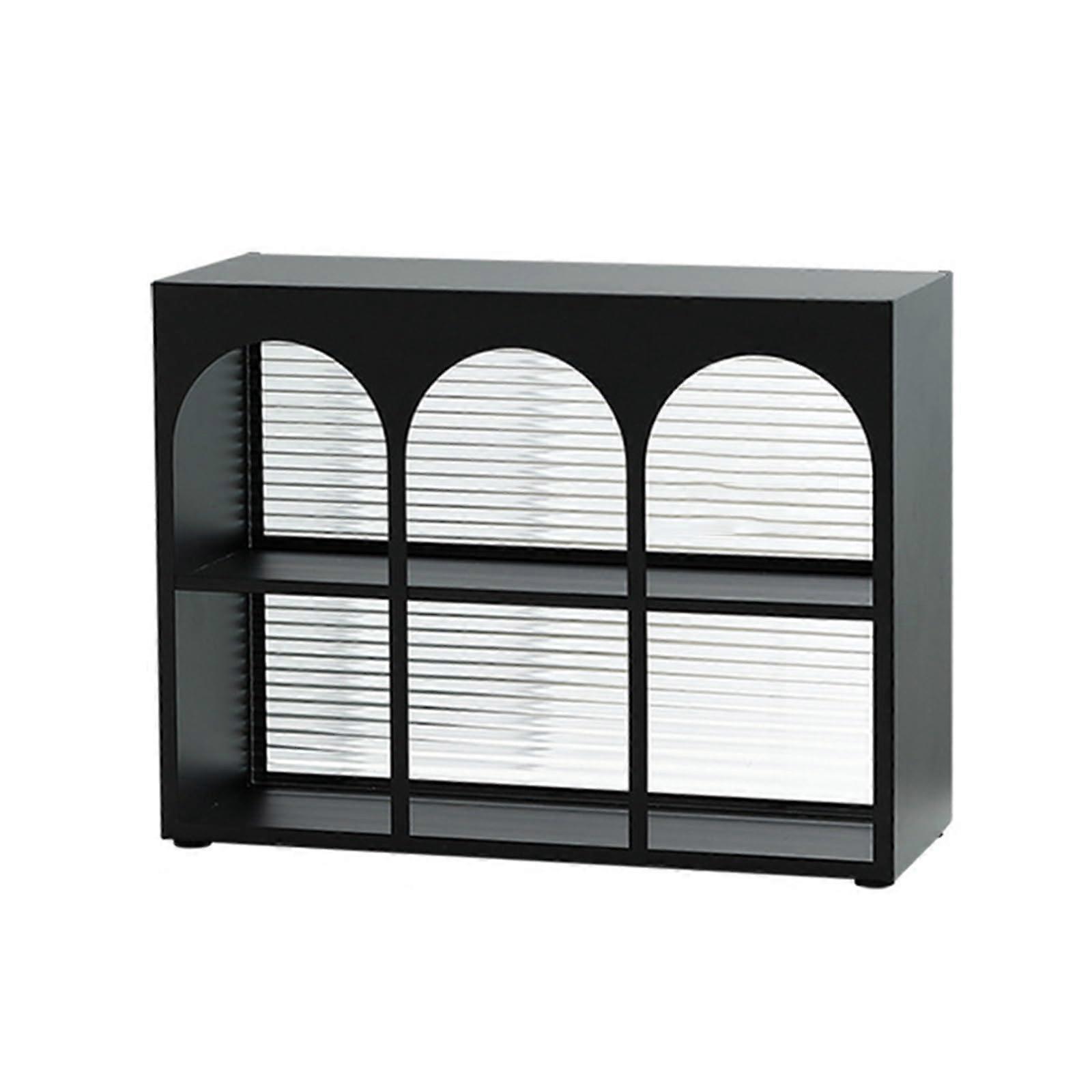 Coffee Mug Cabinet Organizer 6Cube Display Shelf Black 15.7 x 5.9 x 11.8 In For Living Room Kitchen Countertop