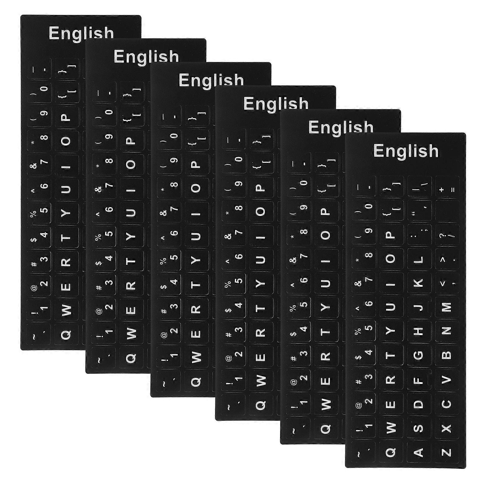 Language Keyboard Stickers Black PVC Replacement for Sheets