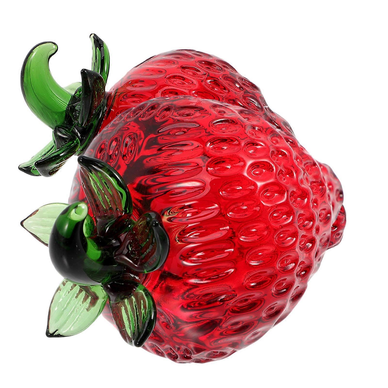 Creative Crystal Strawberry Figurine for Decor 4Pcs Red Table Ornament