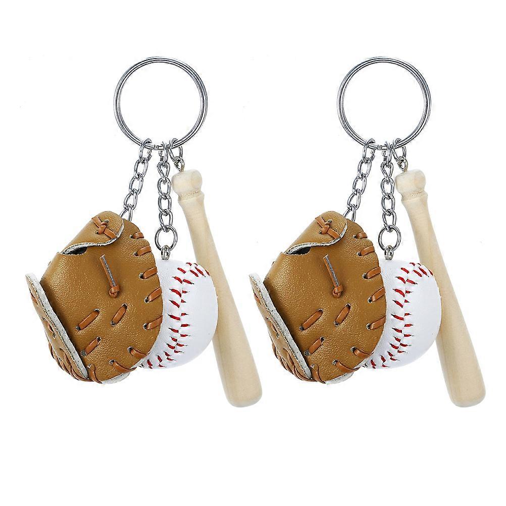 Key Chain Baseball Keyring for Decoration 4Pcs Khaki Color