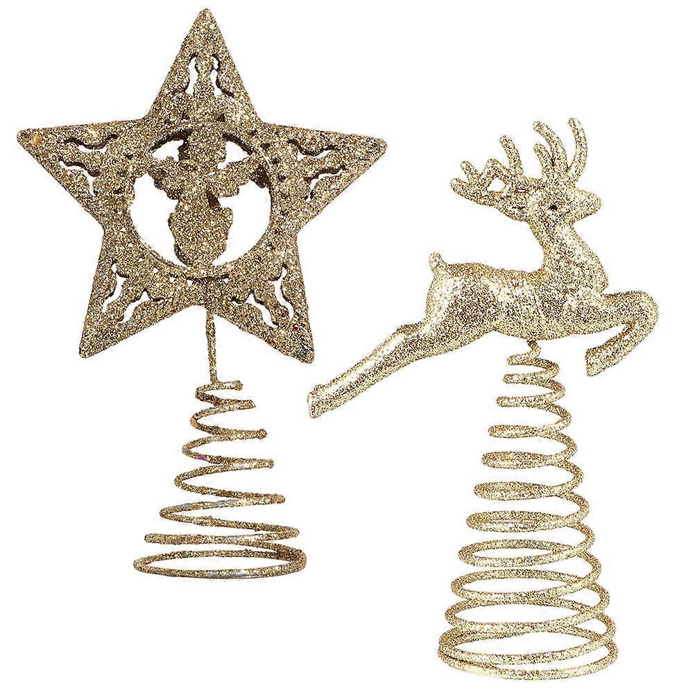Christmas Tree Treetop Decor for Festive Use 6Pcs Golden Topper