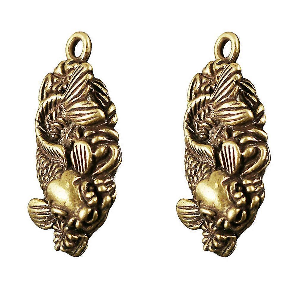 Brass Hanging Fish Pendant for Keychain 6Pcs Golden Set