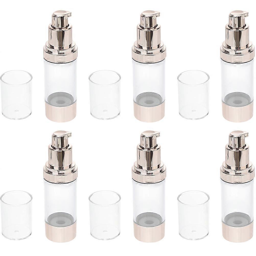 6Pcs Airless Pump Lotion Bottles Leak Proof Golden Plastic Multipurpose Travel Containers for Daily Use