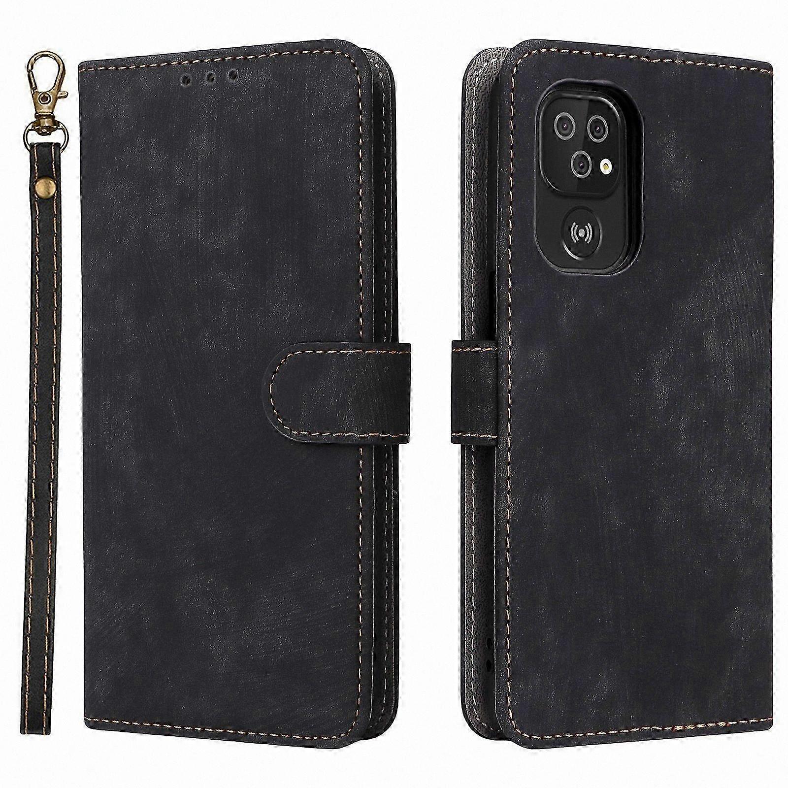 Leather Wallet Case with Stand and Strap for Doro 8100/8200 Phone Models