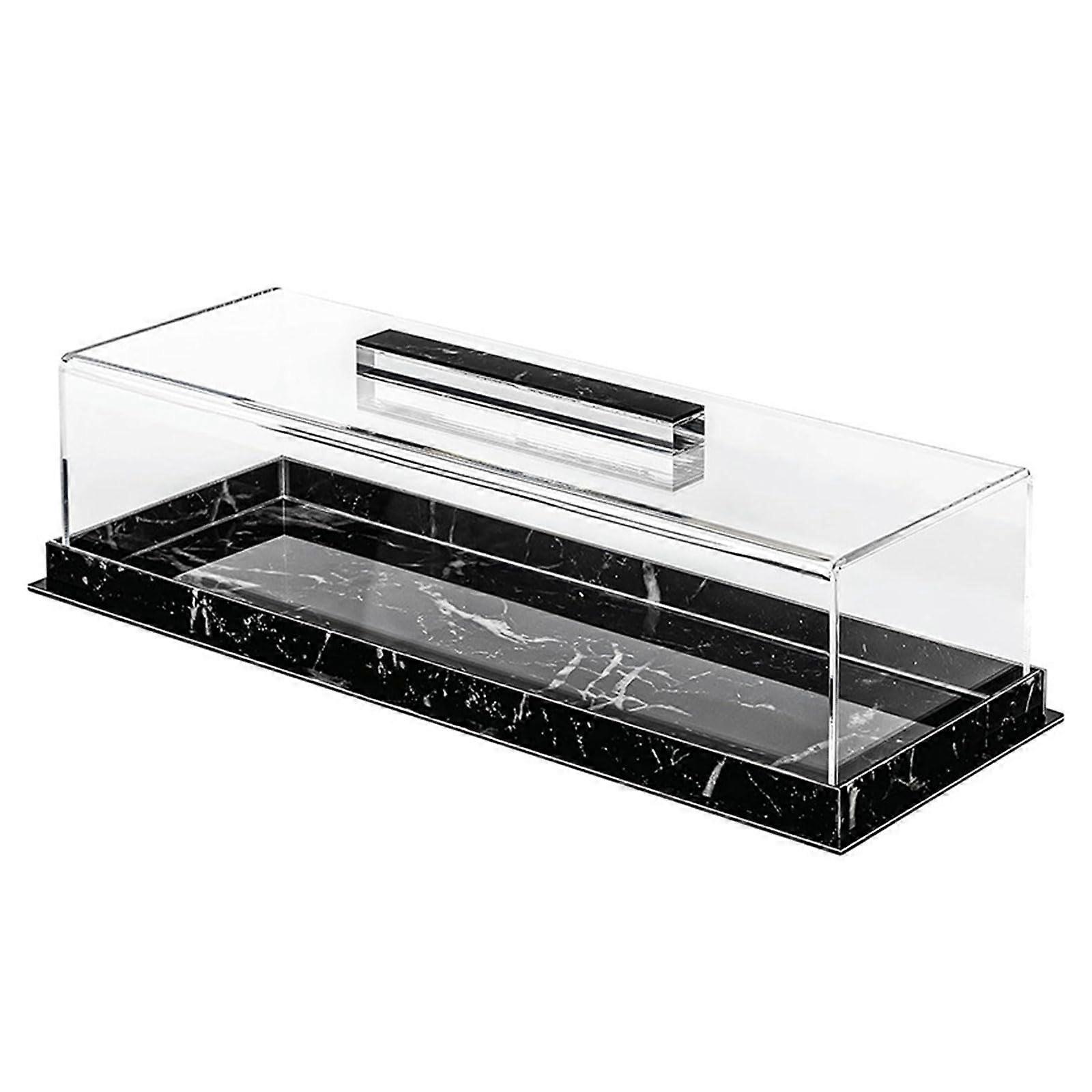 Rectangular Cake Tray Display Box With Clear Lid Acrylic Cake Holder For Cakes And Desserts Black
