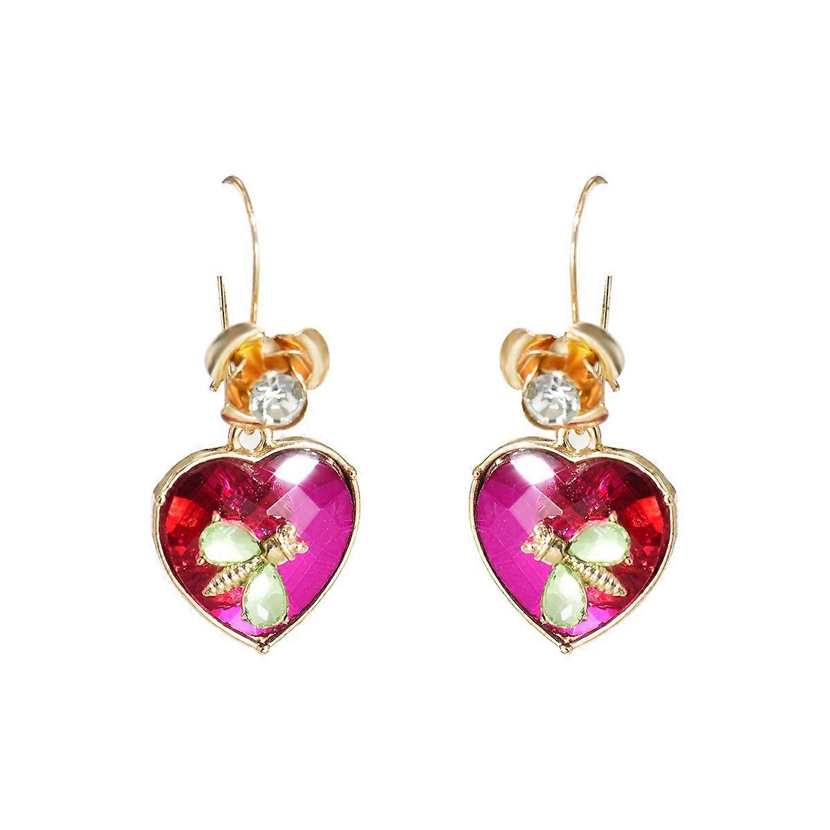 Earrings, Geometric Heart Dragonfly Design Diamond Inlaid Unique Elegant Versatile Stud Earrings