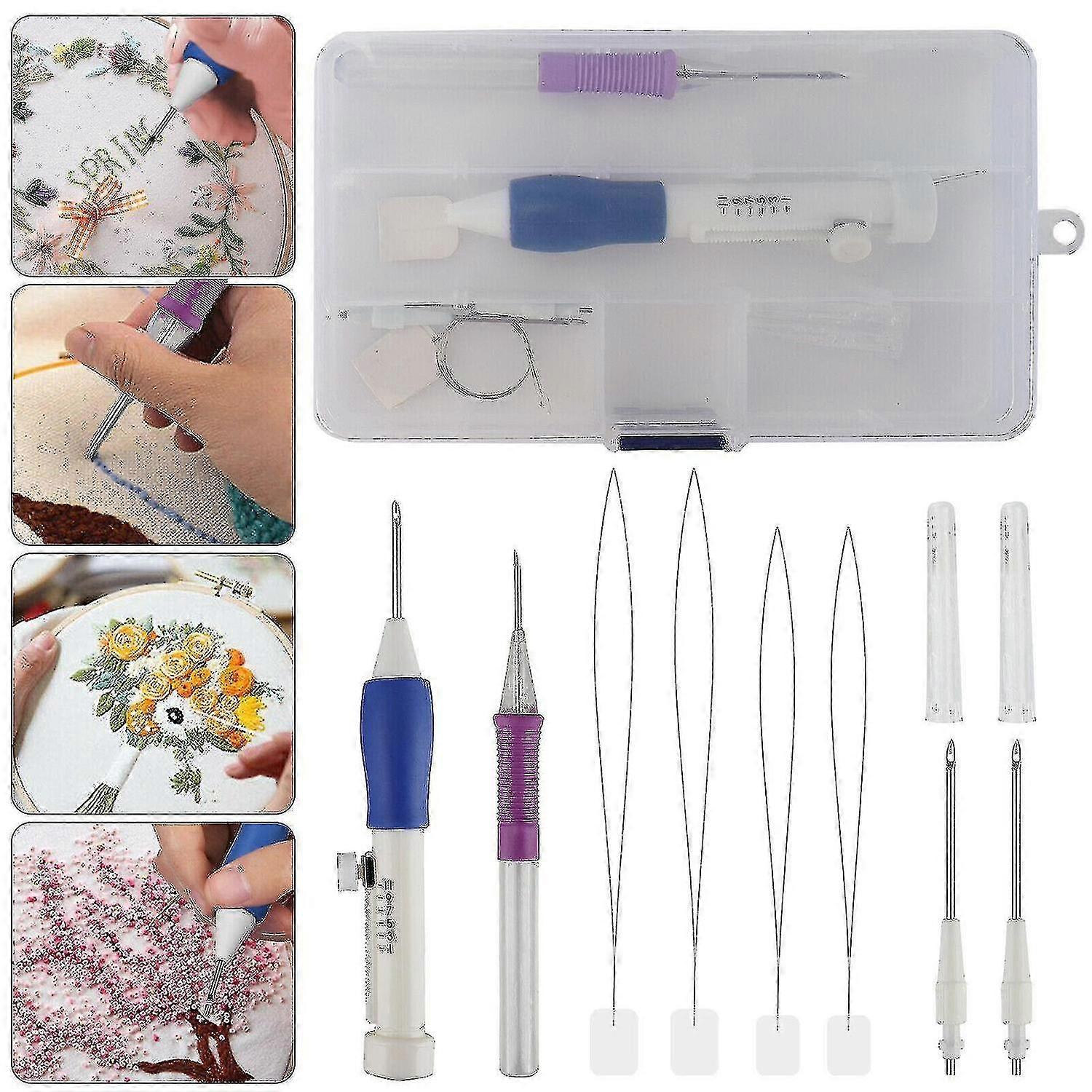 Diy Magic Embroidery Pen Set Punch Needle Stitching Knitting Tools