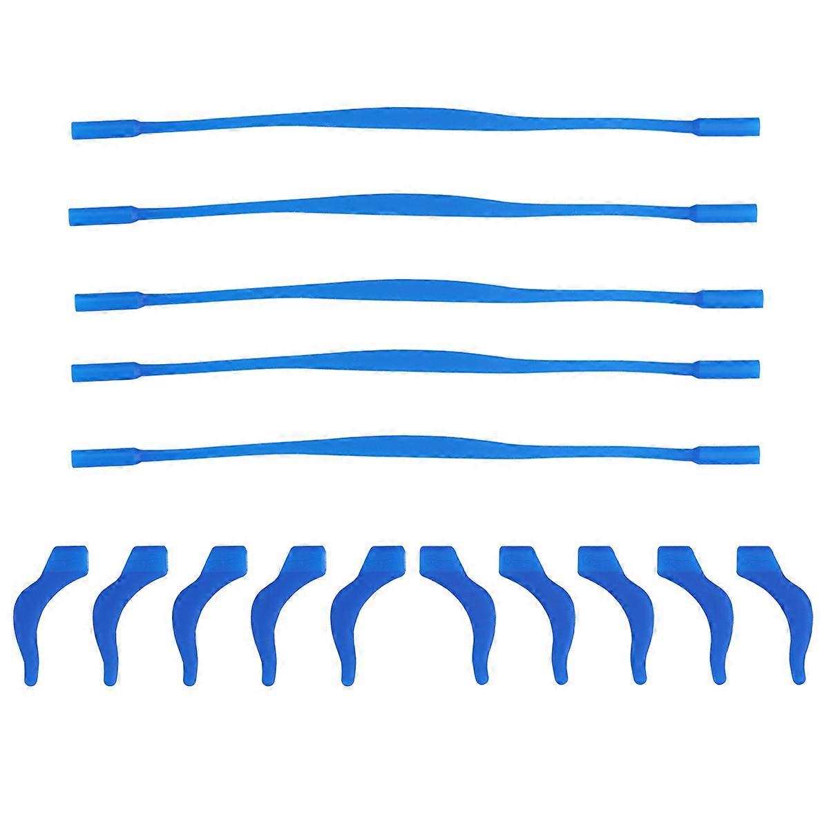 Kids Glasses Hook Silicone Retainer Strap Set for Eyewear 5Sets Dark Blue