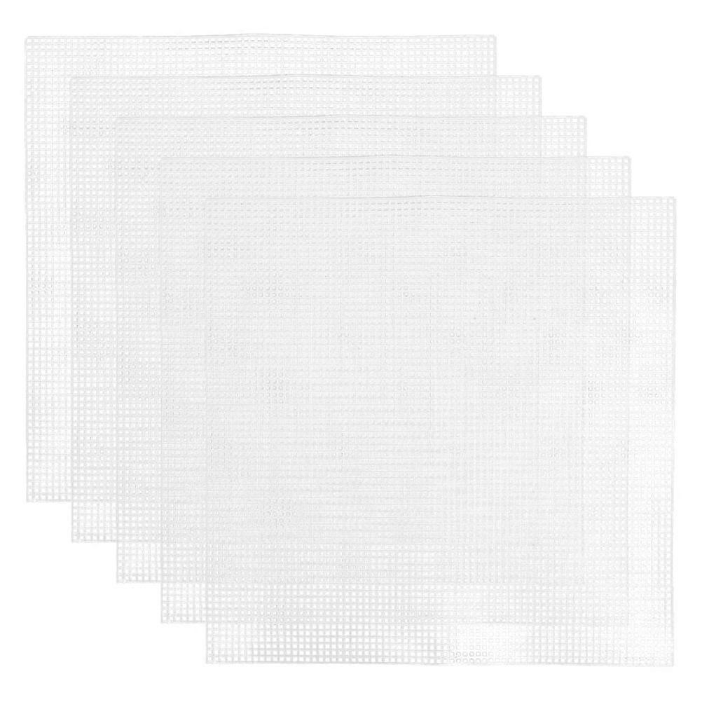 Plastic Mesh Canvas Sheets for Bag Making and Diy Projects Crafted with Durable Plastic Material in White Color for 5Pcs