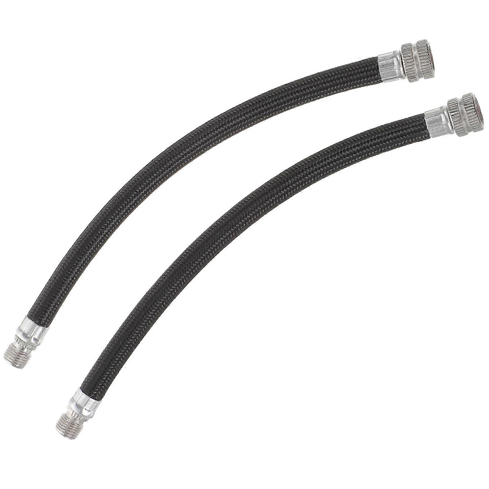 Tire Inflator Hose Replacement Head Compatibility Bike Pump Accessory Black 2Pcs