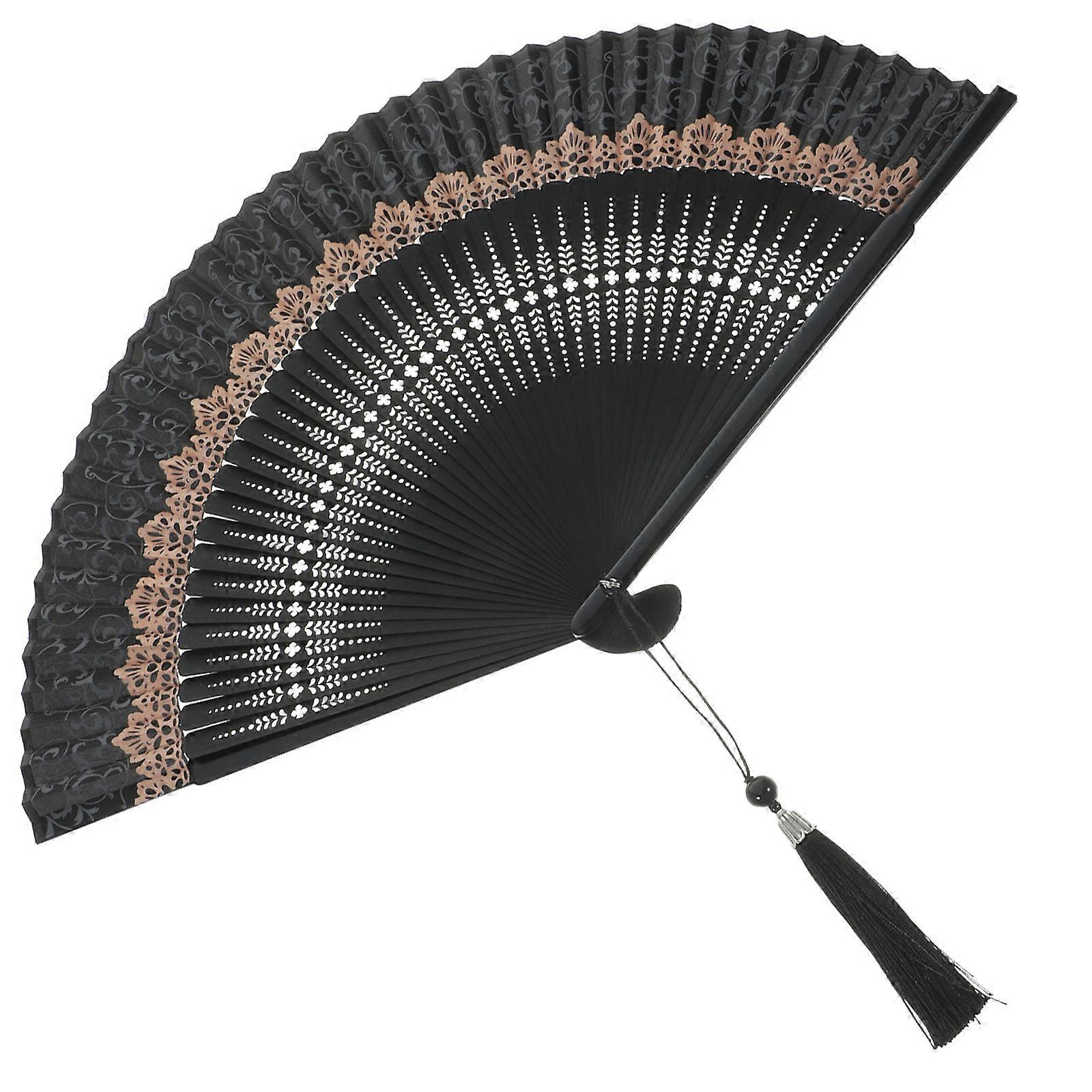 Japanese Style Bamboo Folding Fan Hand Fan for Stage Performance 5Pcs