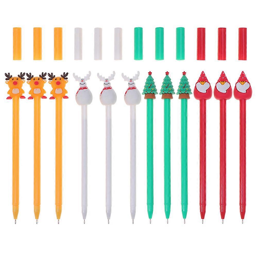 12Pcs Assorted Color Christmas Themed Gel Pens for Writing Use Plastic