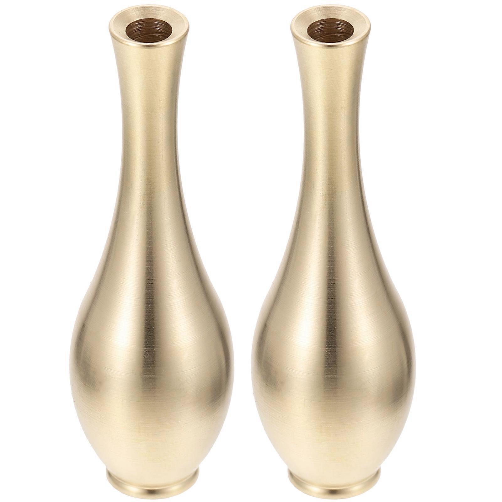 Mini Golden Vase Elegant Flower Arrangement For Tabletop Craft Retro Style 2Pcs