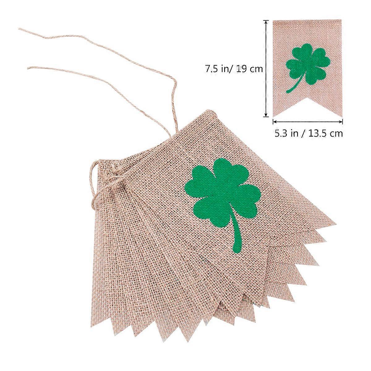 Shamrock Burlap Banners Swallow-Tailed Flags for St. Patrick's Day Decorations Multi Color Decorative 1 Set