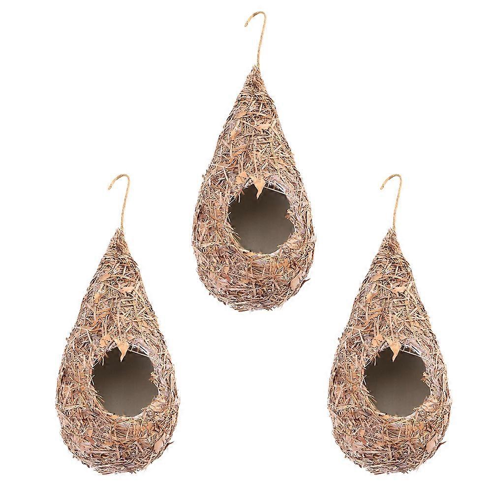 Outdoor Straw Woven Bird Nest for Hanging with 12Pcs Garden Hut