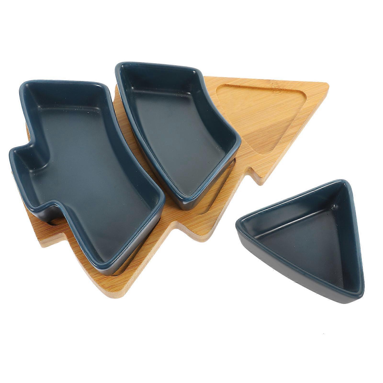 Ceramic Snack Plate Serving Plates Christmas Tree for 2Sets Party Use