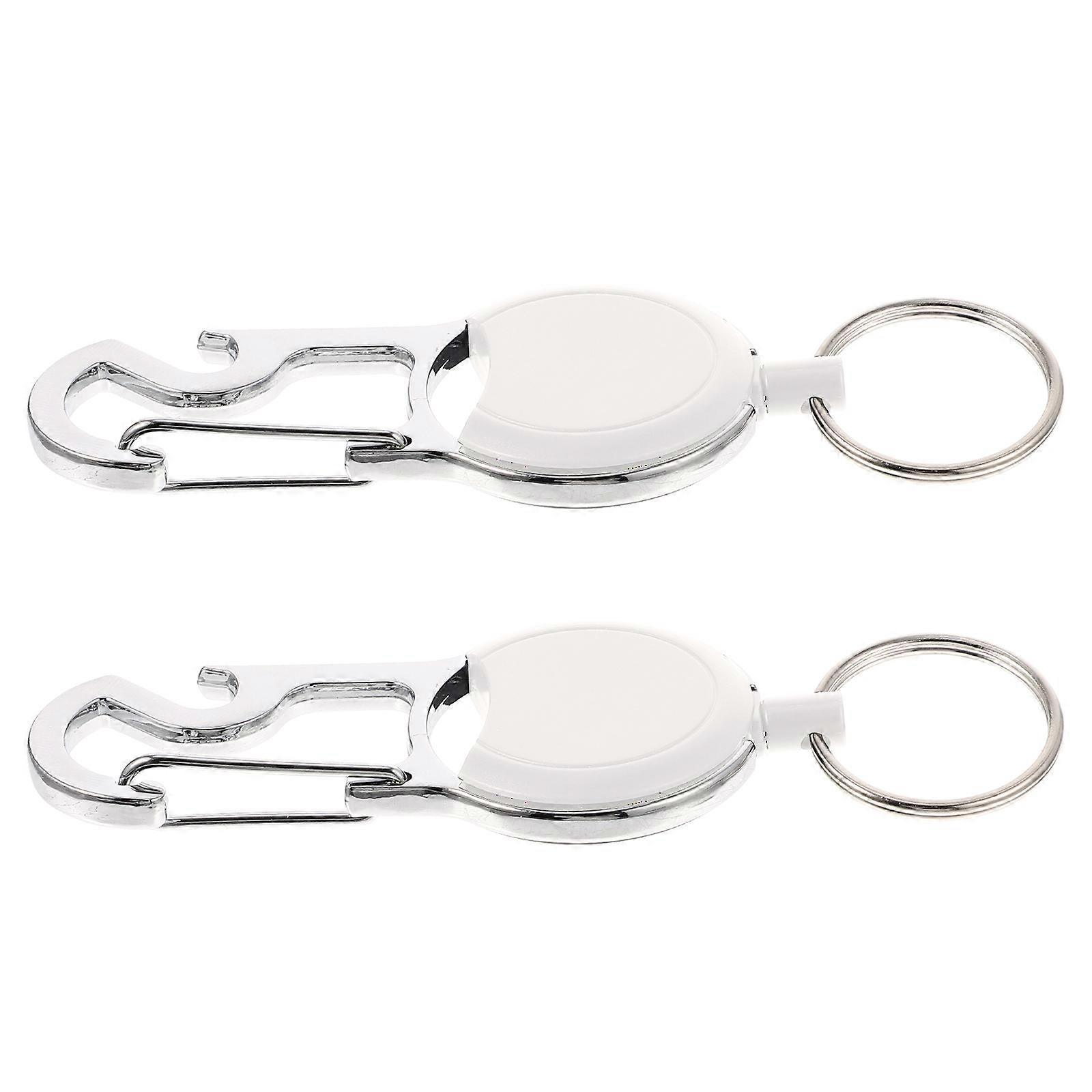 White Retractable Keychain Carabiner Key Holder for Key Storage 10Pcs