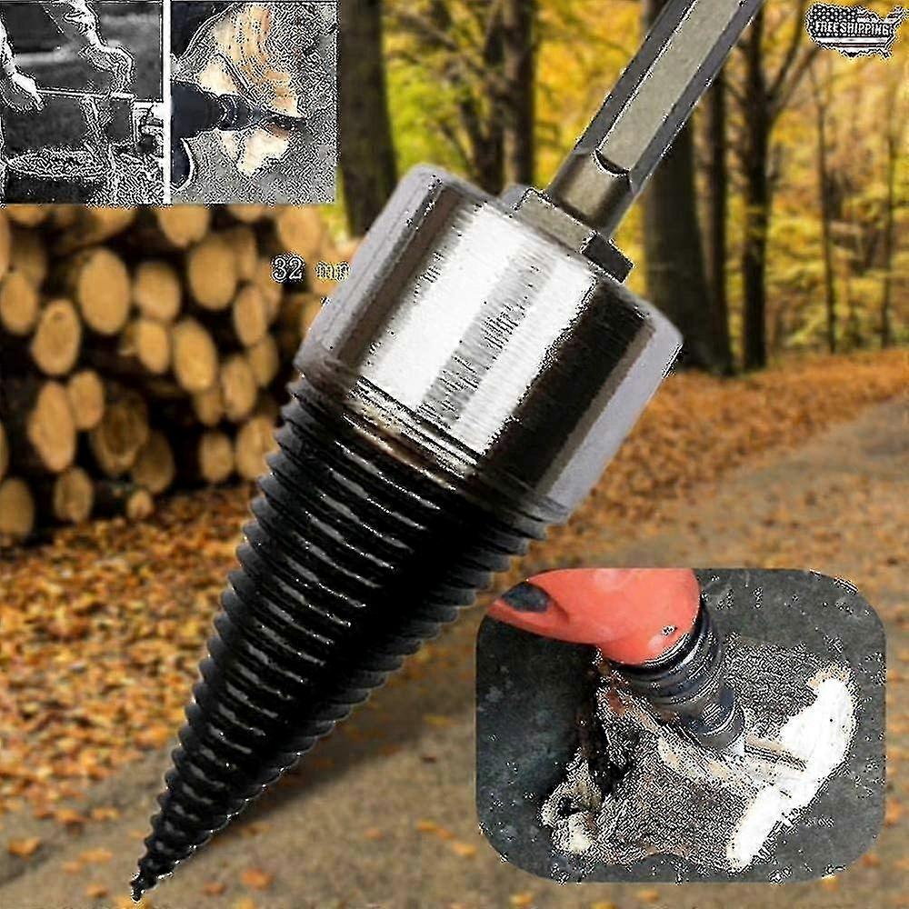 Efficient Log Splitting Drill Bit with Anti-Slip Thread and Hex Shank for Durable Woodworking Projects