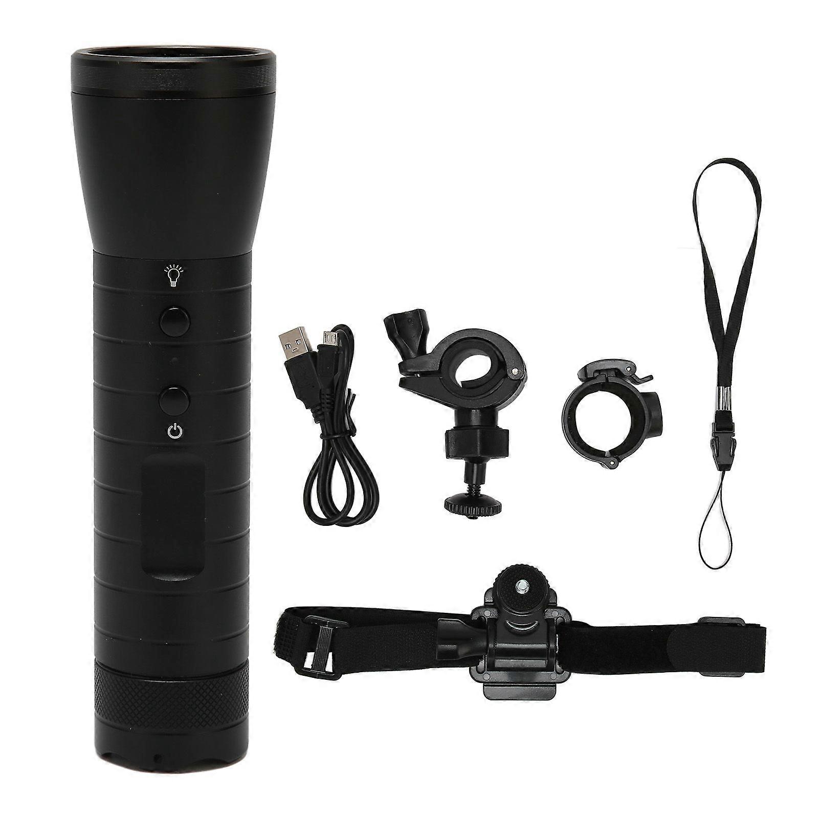 Flashlight Video Camera 1080P 5 Lighting Modes 2200mAh 120 Degree Wide Angle IP66 Waterproof LED Flashlight Recorder