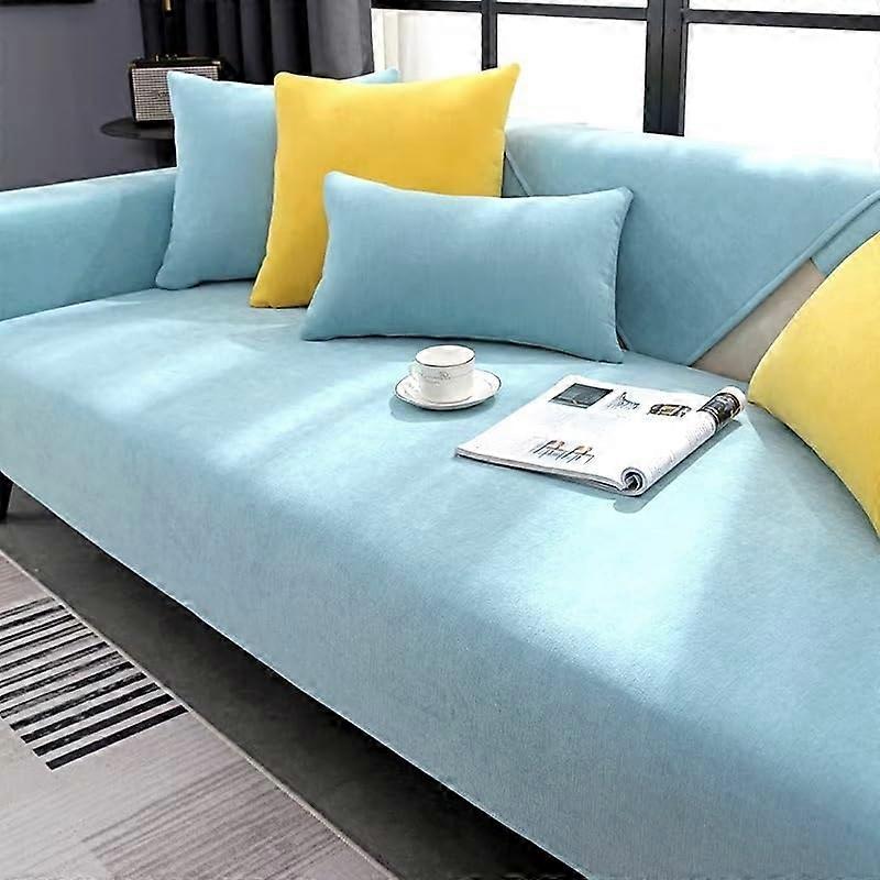 Light Blue Sofa Cover Stretchable Couch Protector 110x160cm Soft Fabric Easy To Clean Living Room Decorative Throw