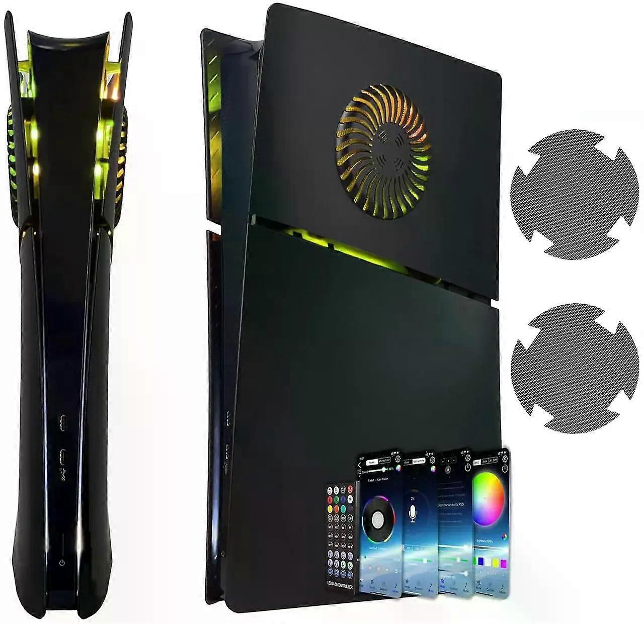 Faceplates for PS5 Slim Digital Edition with RGB Light Strip and Dust Filter with Cooling Vents DOBEWINGDELOU 400+ Effects LED Light Ring Console Face