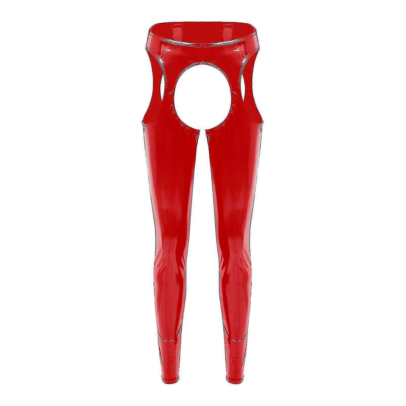 Women's Open Butt PU Leather Cutout Leggings