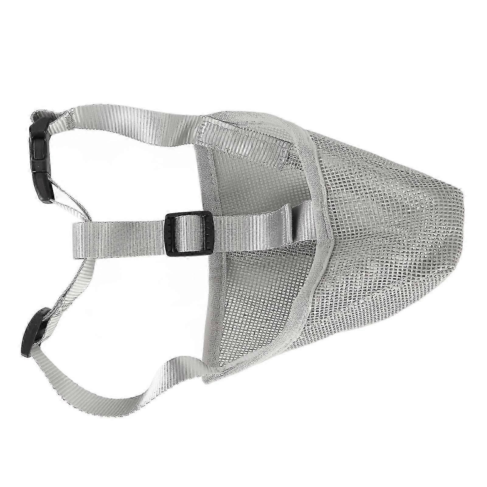 Dog Muzzle Breathable Adjustable Prevent Biting Chewing Pet Mesh Muzzle for Outdoor Training Gray L