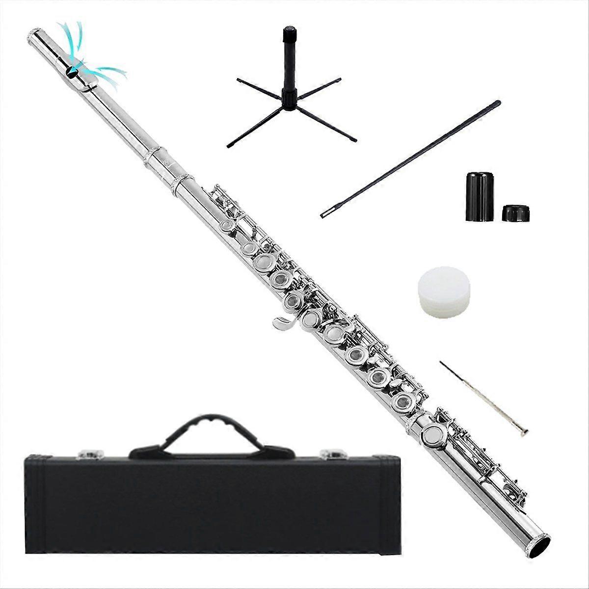 16 Closed Holes Flute C Key Flute Concert Performance Flute Professional Woodwind Instruments Silv