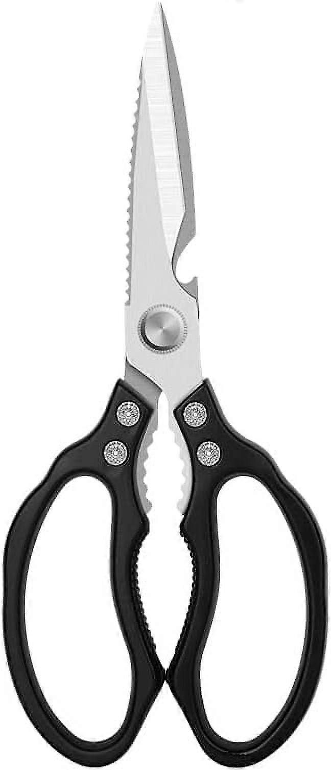 Heavy Duty Kitchen Scissors, Sharp Shears Dishwasher Safe, compatible with Meat, Chicken, Fish, Herbs, Bread - Black