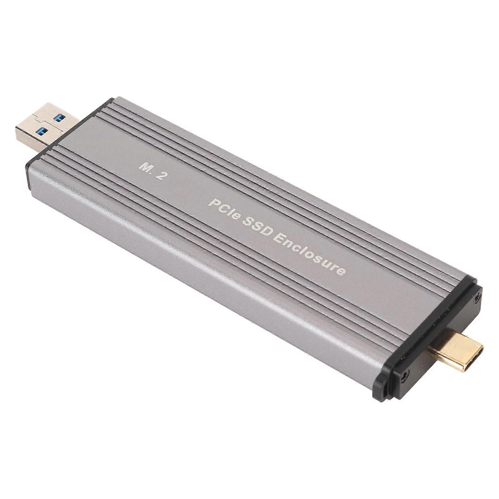 M.2 NVMe PCIe SSD Enclosure USB3.2 Gen2 Type C Dual Connector Portable Aluminum Alloy HDD Enclosure  (Not Inclube Hard Disk)