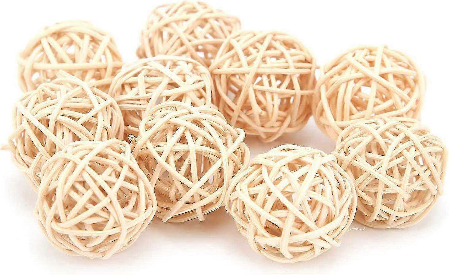 10Pcs Rattan Balls, Sepak Takraw Rattan and Harmless Parrot Small Animal Chew Toy for Parrot