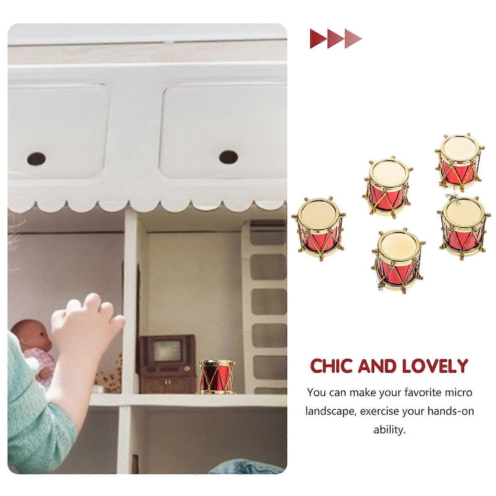 5個ミニチュアドラムモデルの装飾ドールハウスの装飾楽器ミニハウスの装飾