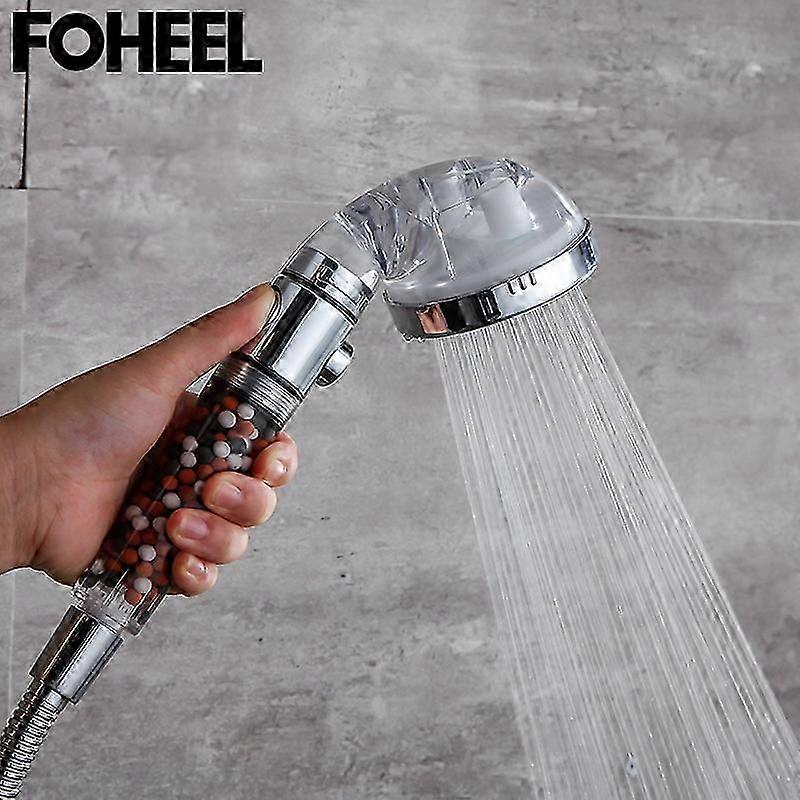 FOHEEL One Button to Stop Shower Head for Bathroom Home Usage Three Modes Water Spraying Function Filtered Bath Accessories