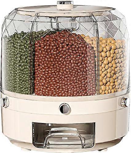 Grain Storage Container for Dry Food 360Degree Rotating Dispenser 6Compartment ButtonPress Cereal And Rice Dispense