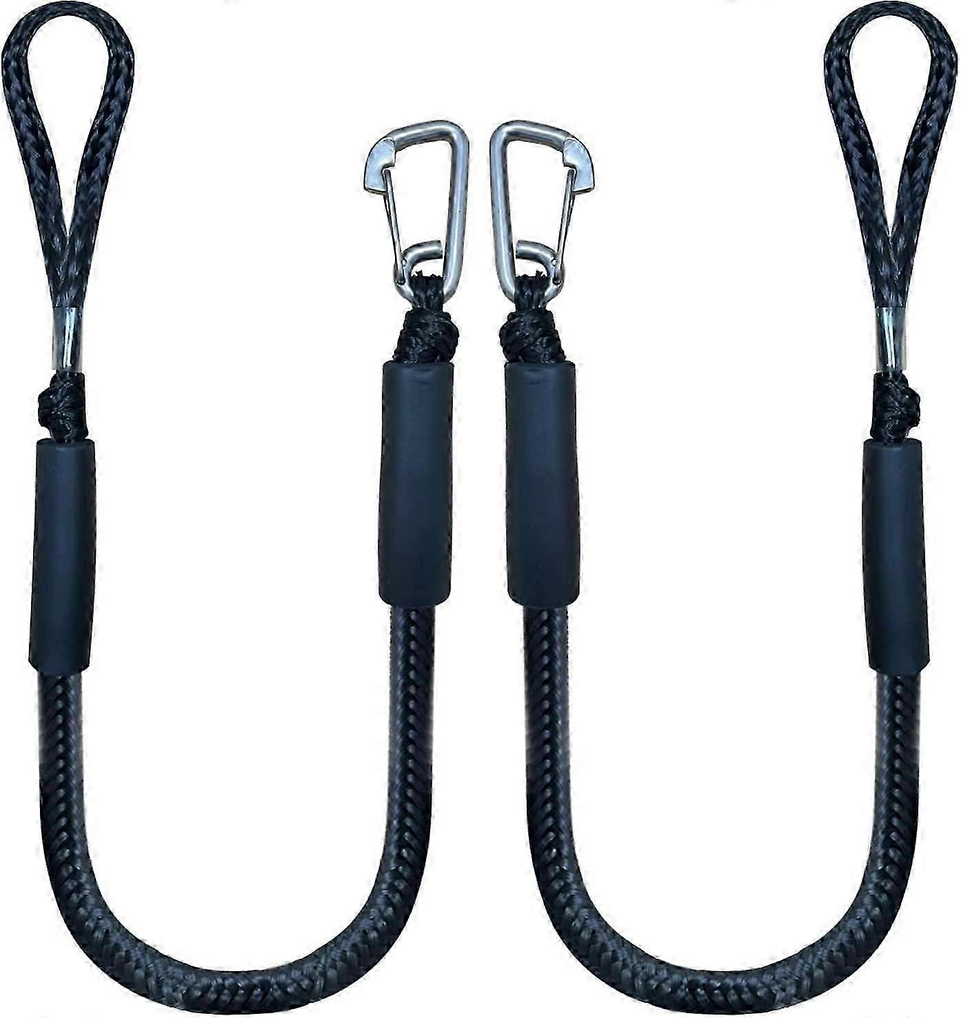 Bungee Dock Line con gancio, corda d'ormeggio nera per barca 4 ft 2 Pack & nero
