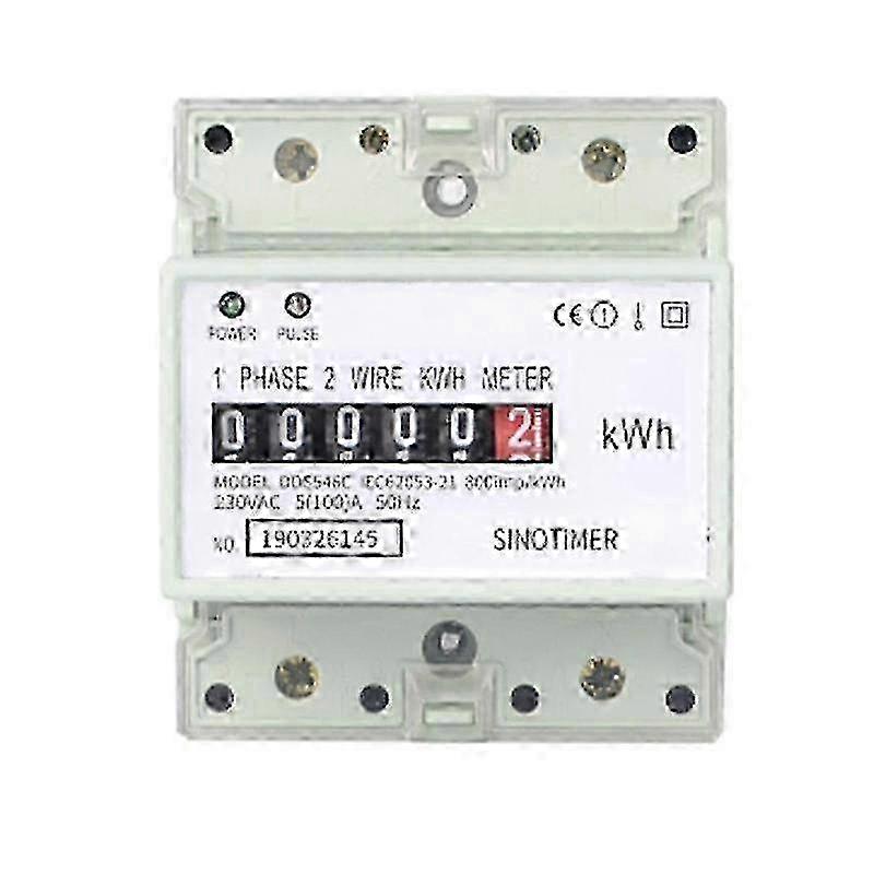 Electric Single Phase Two Wire Ac 220v 100a Energy Meter Kwh Counter Consumption Analog Electricity--As Shown