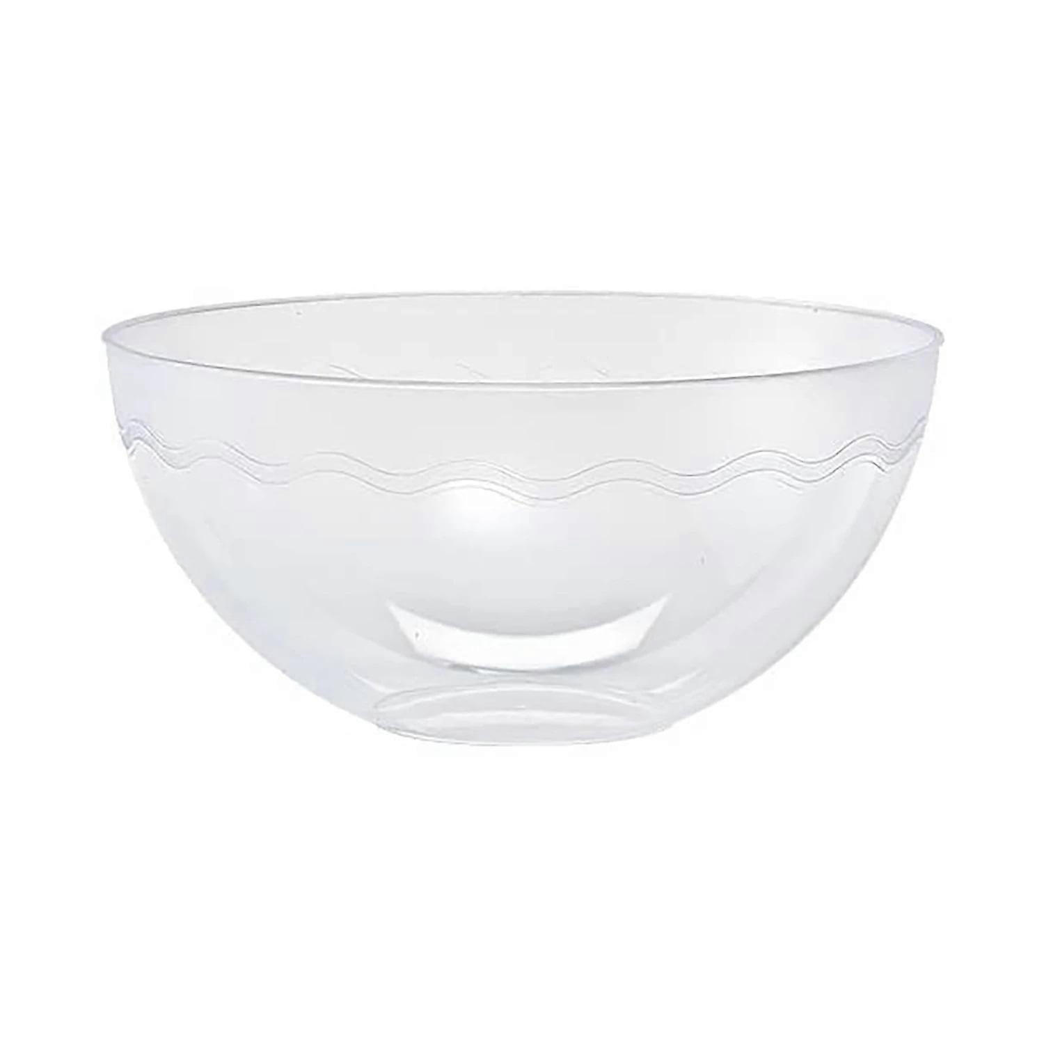 VeZee Disposable Elegant 60oz Round Clear Plastic Party Snack/Salad Serving Bowls, Also can use to serve Chips, Candies & All : 9 Ct