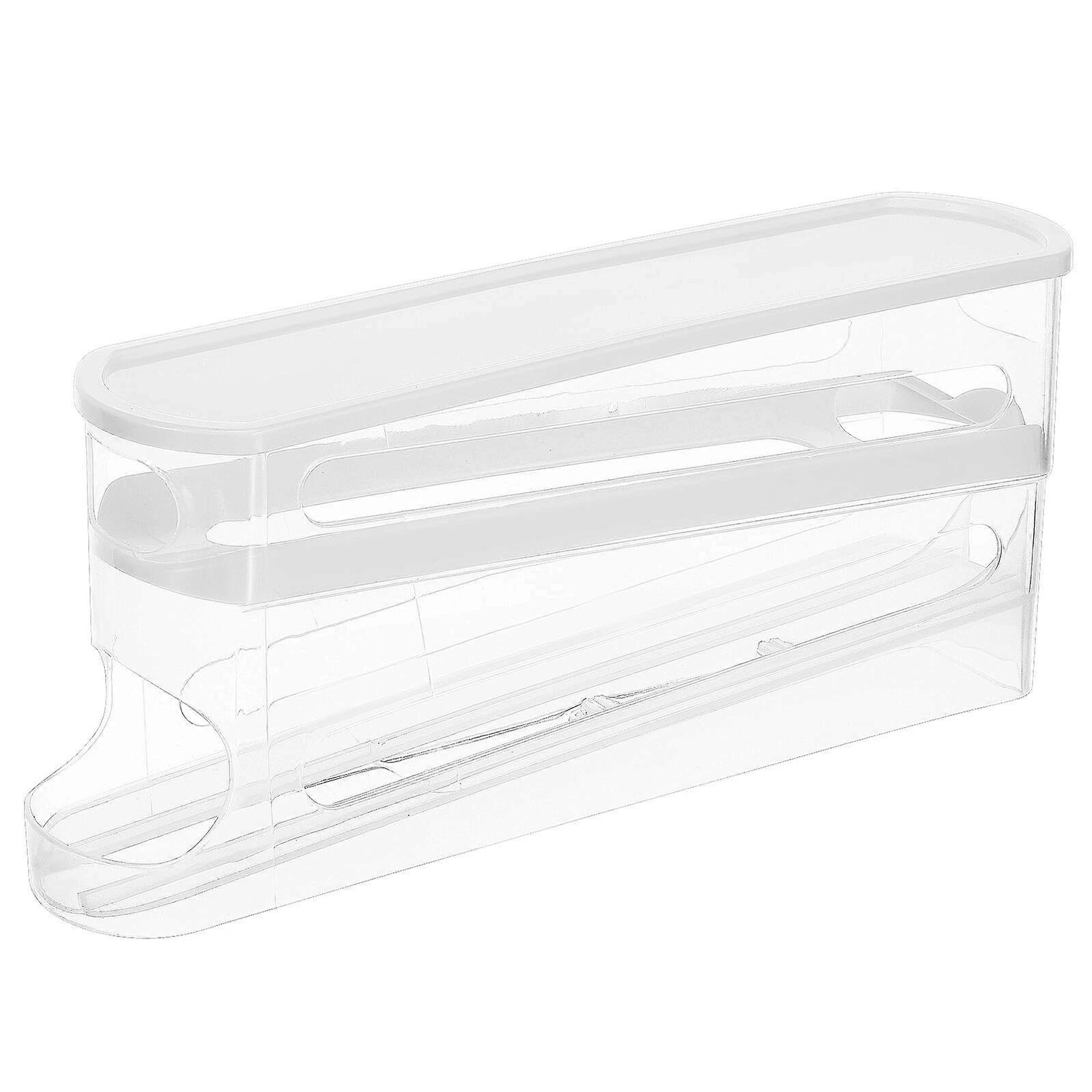 Automatic Egg Holder with Auto Rolling Tray for Refrigerator and Kitchen Counter Storage White