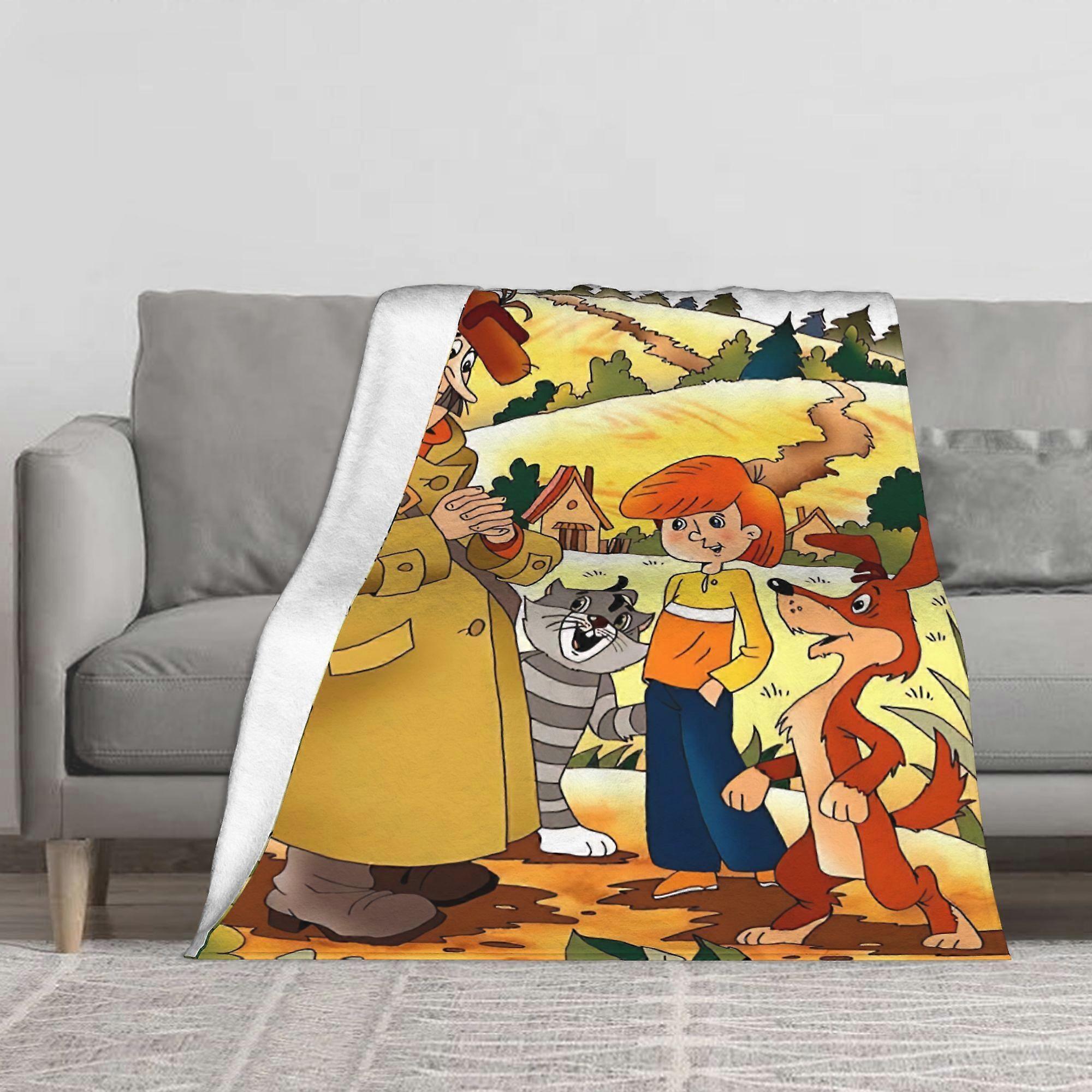 Puss in Boots Flannel Sofa Blanket, Comfortable and Warm for Multiple Scenarios, Suitable for Sofa, Camping, Office, Per-qazxc222