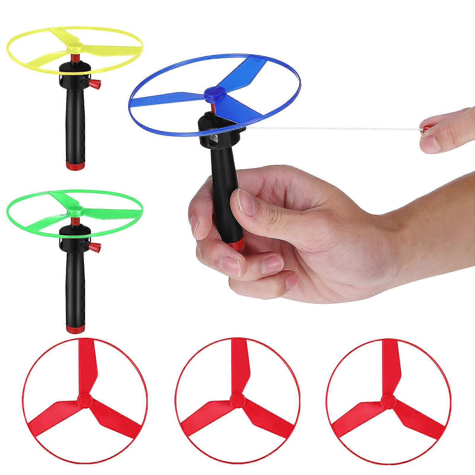 1 Conjunto Hélice Toy Pull String Flying Toys Discos Voadores Toy Outdoor Toys Interactive Training Toy