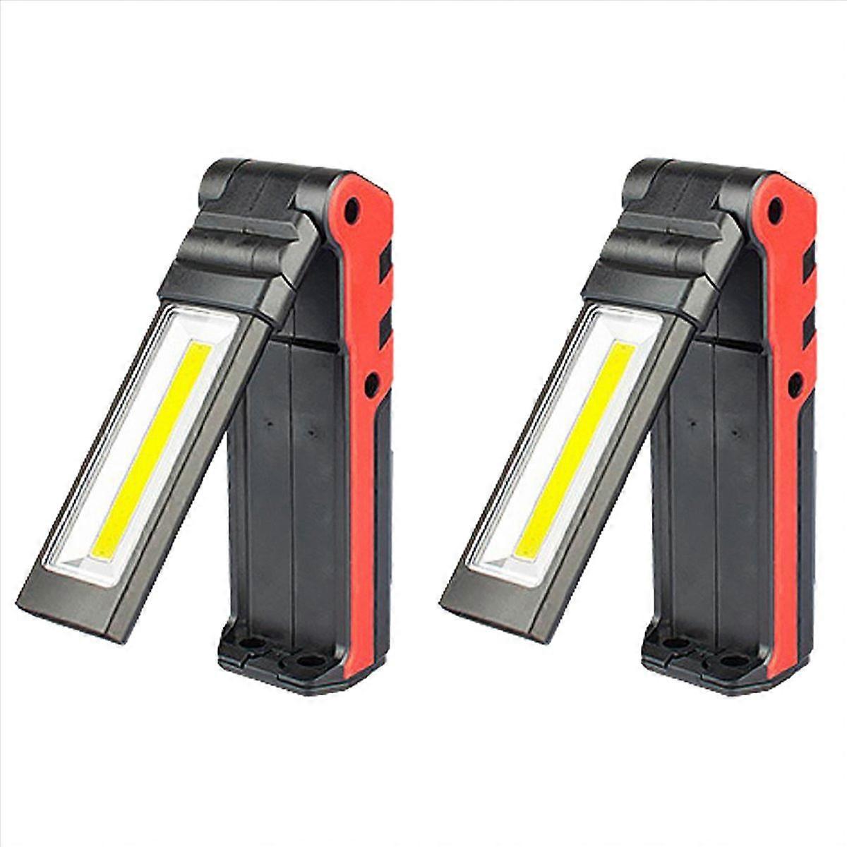 2X Super Bright COB LED Working Light with Magnetic Base & Hook USB Rechargeable Dimmable Flashlight