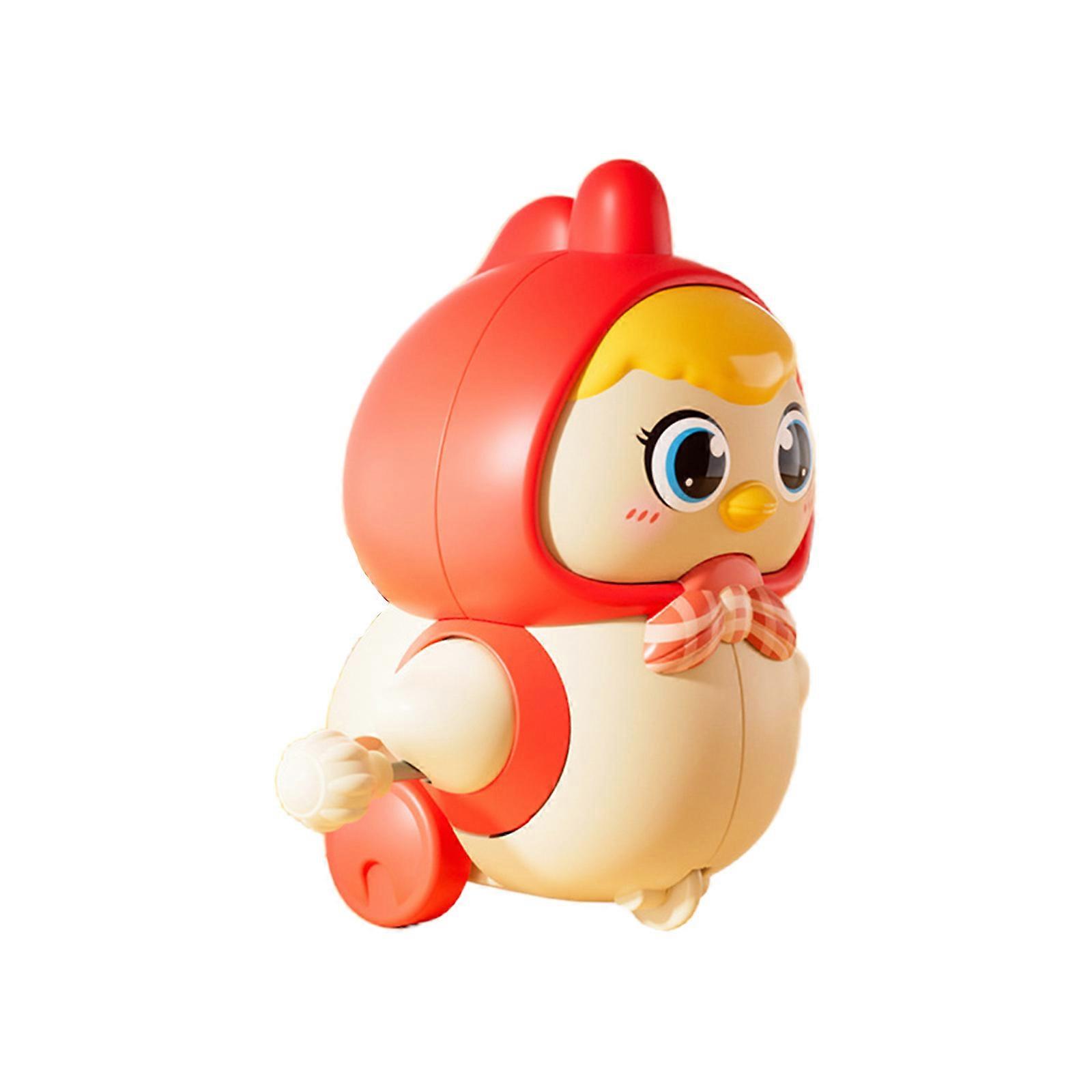 Spring Loaded Chicken Windup Toy with Wobble Movement Mechanism Hand Eye Coordination Kids Entertainment Clockwork Toy  Red