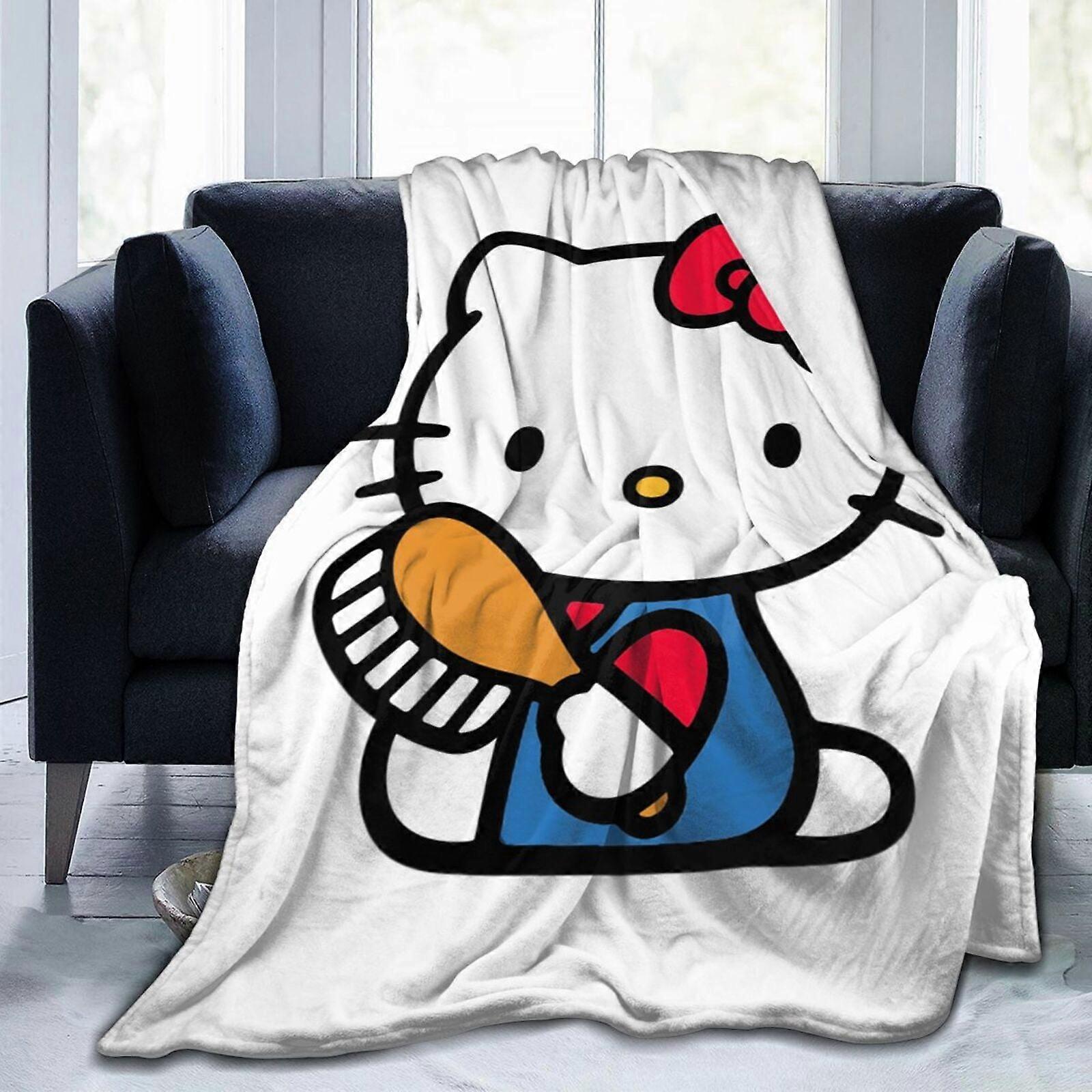 Hello Kitty Decke, ultraweiche Mikrofleece-Decke, Mikrofaser-Überwurfdecke für Couch, Sofa, Bett, 102 x 76 cm