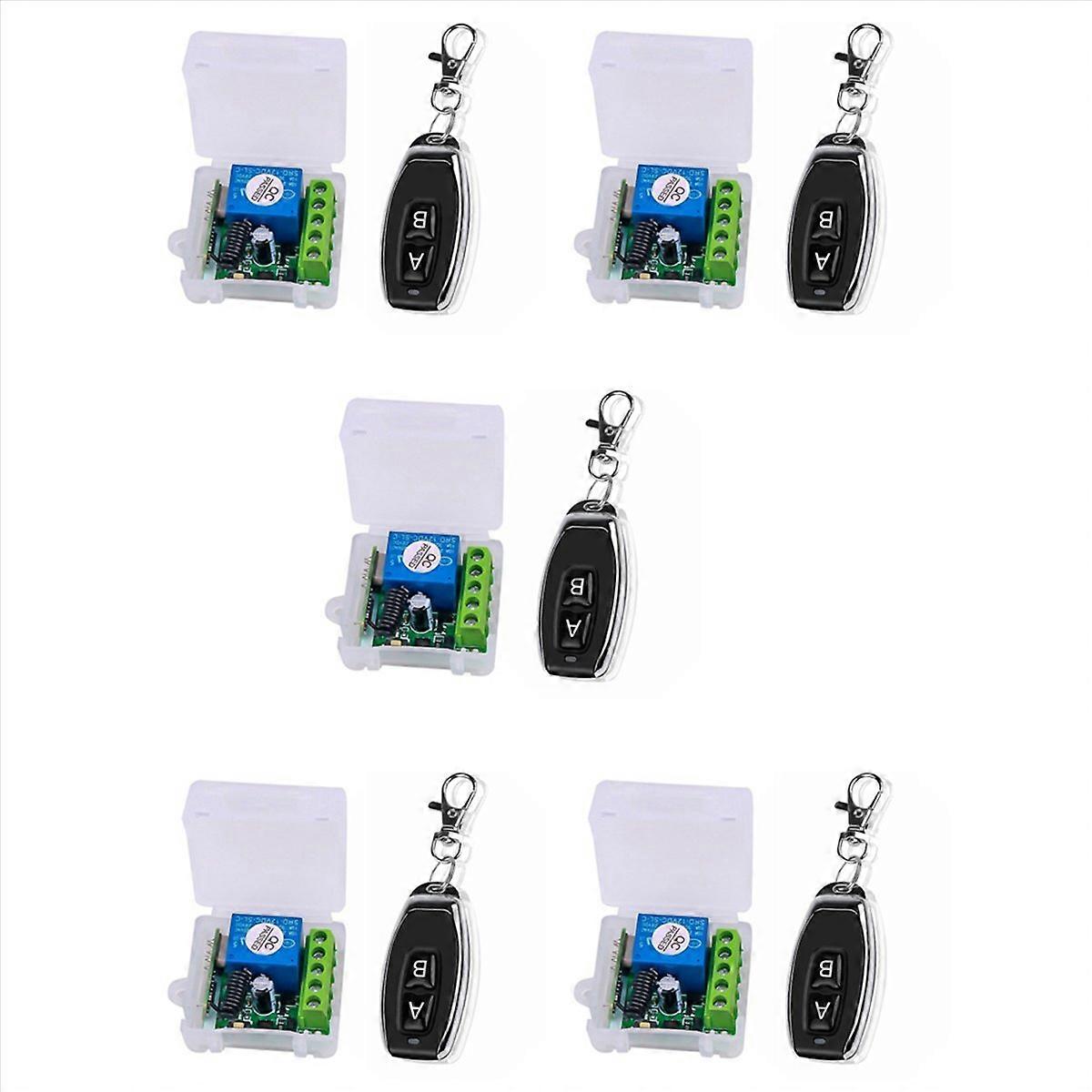 5X DC 12V Single Channel Relay Module Universal Wireless Switch Relay Receiver + 2 CH Remote Control
