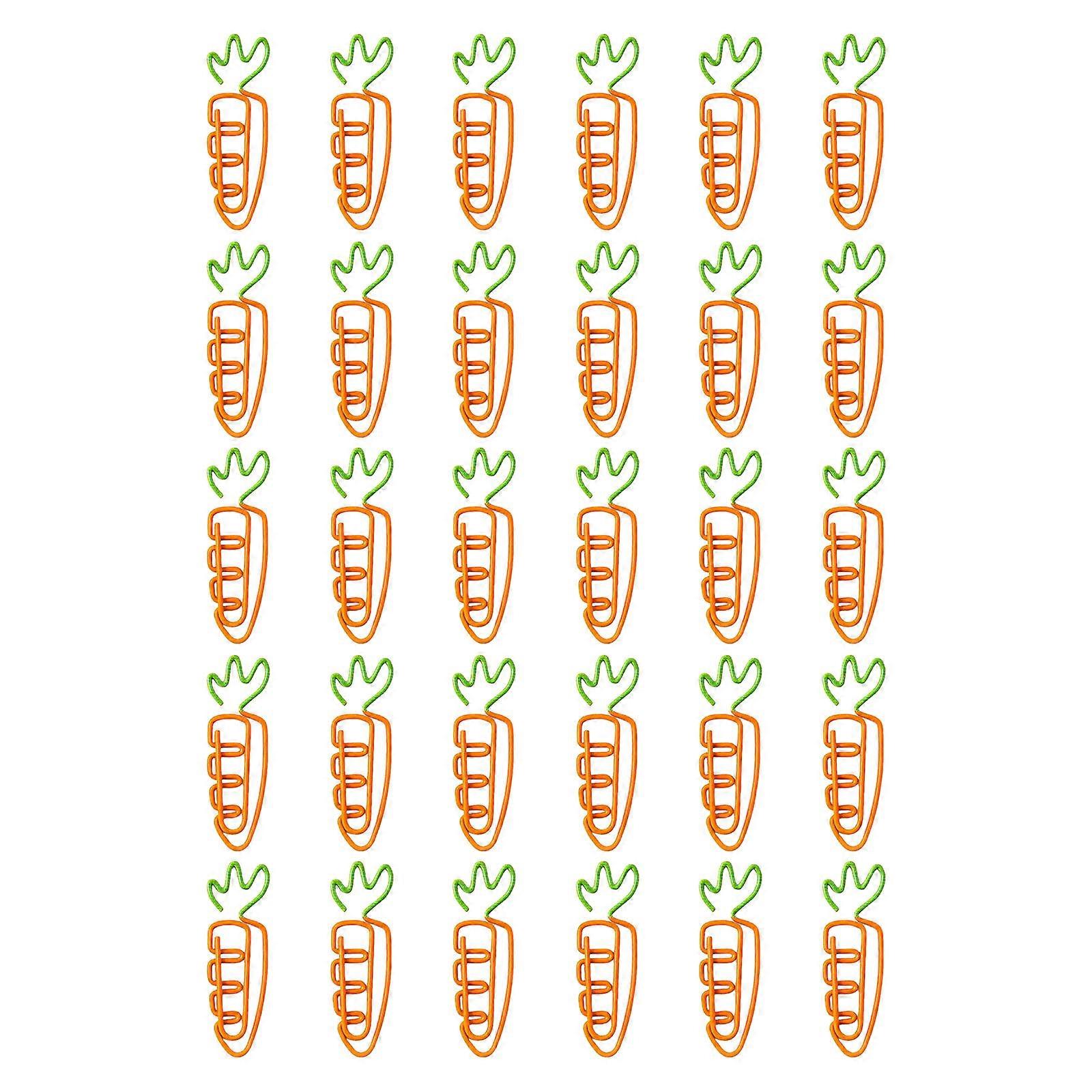 30Pcs Carrot Shape Metal Paper Clip 19x37mm File Organiser Clip Bookmarks Page Marker Clips for Document Notebook Craft Multicolor