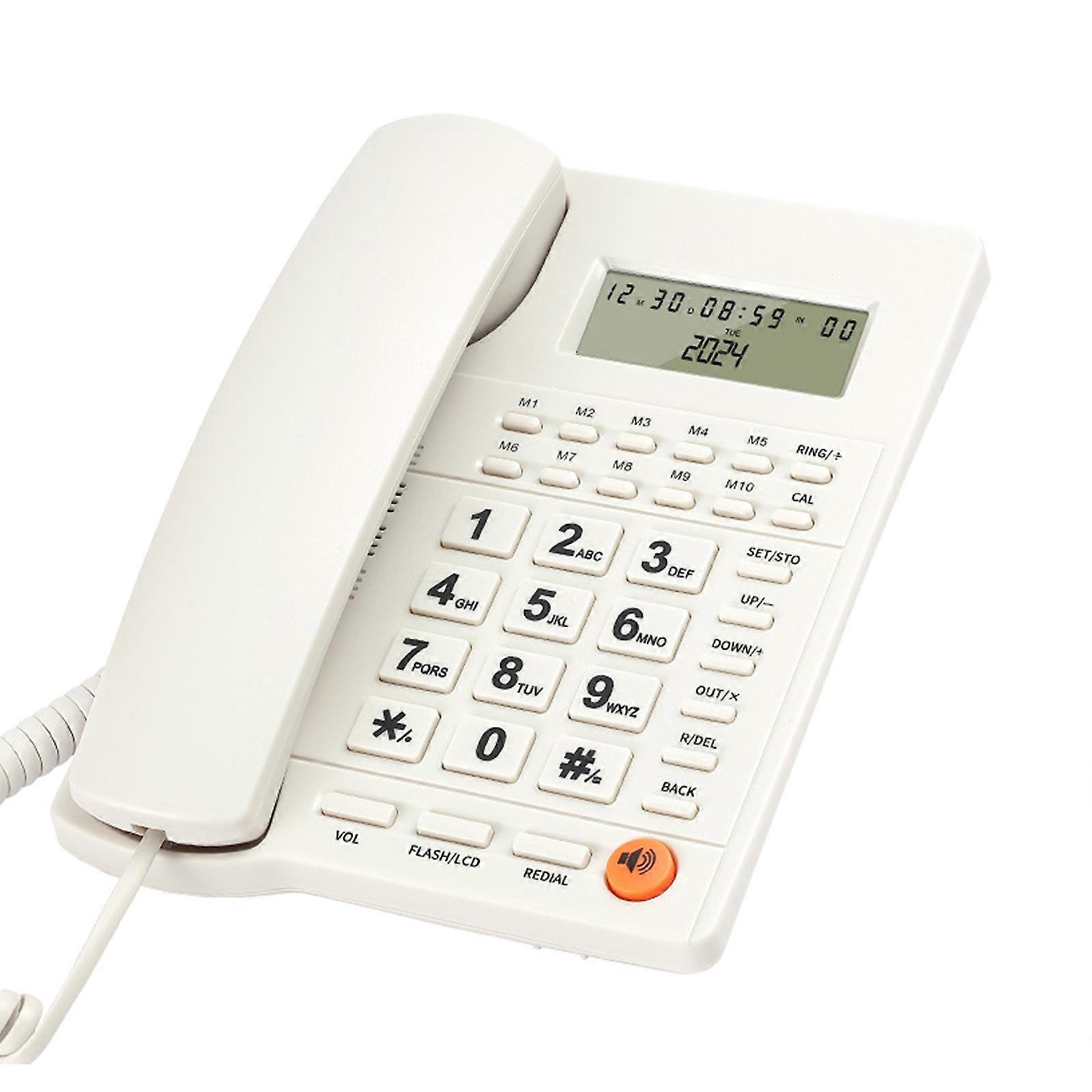 Corded Desk Phone Fix Landline Telephone For Clear Conversation In Home Or Hotel Constructed Quick Access Button  White