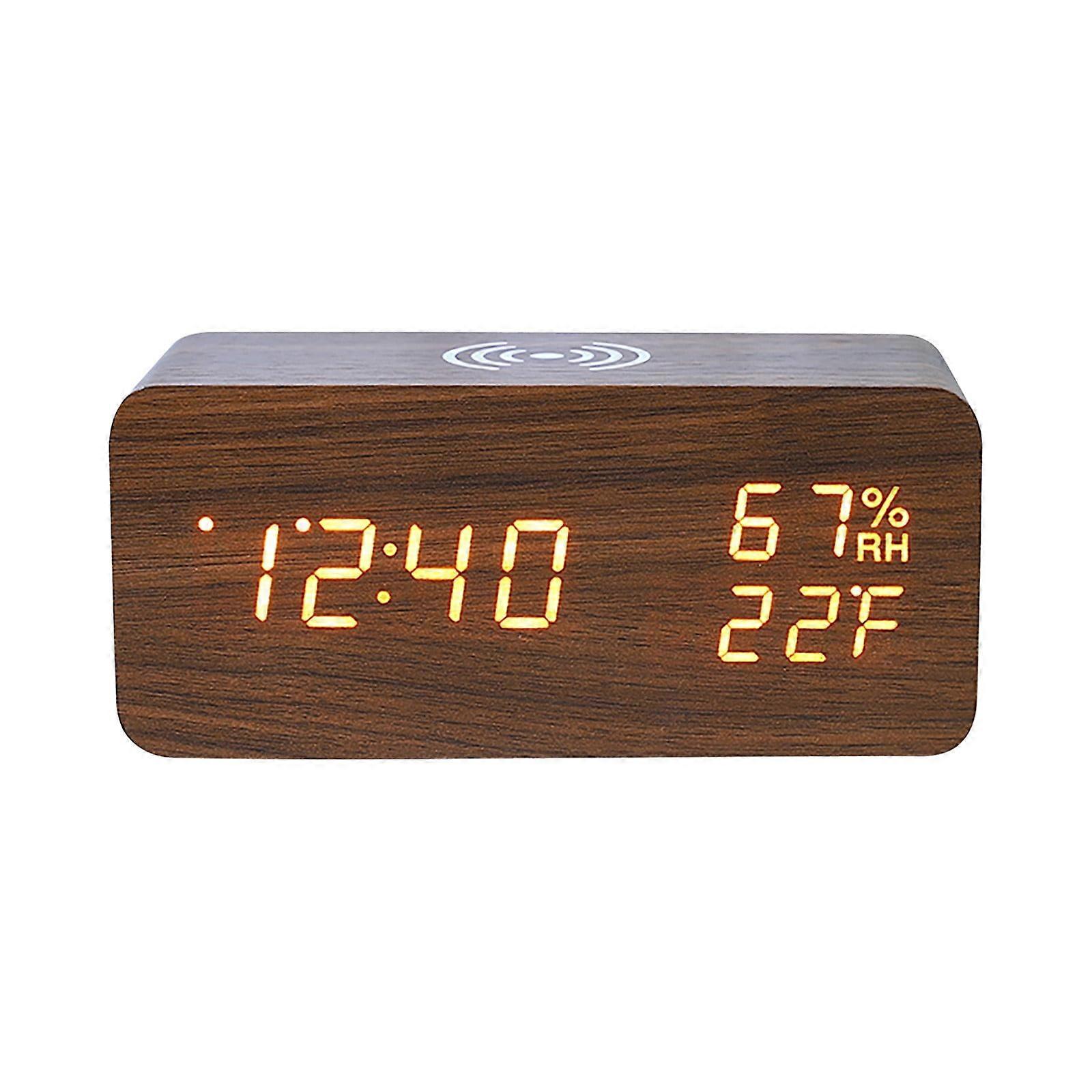 Tarmeek Digital Alarm Clock With Wireless Charging Digital Temperature Humidity Monitor Three Alarms Snooze Alarm on Clearance